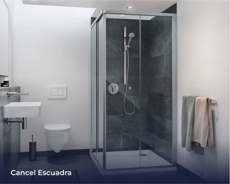 Cobalto Canceles de Baño Cancel Escuadra